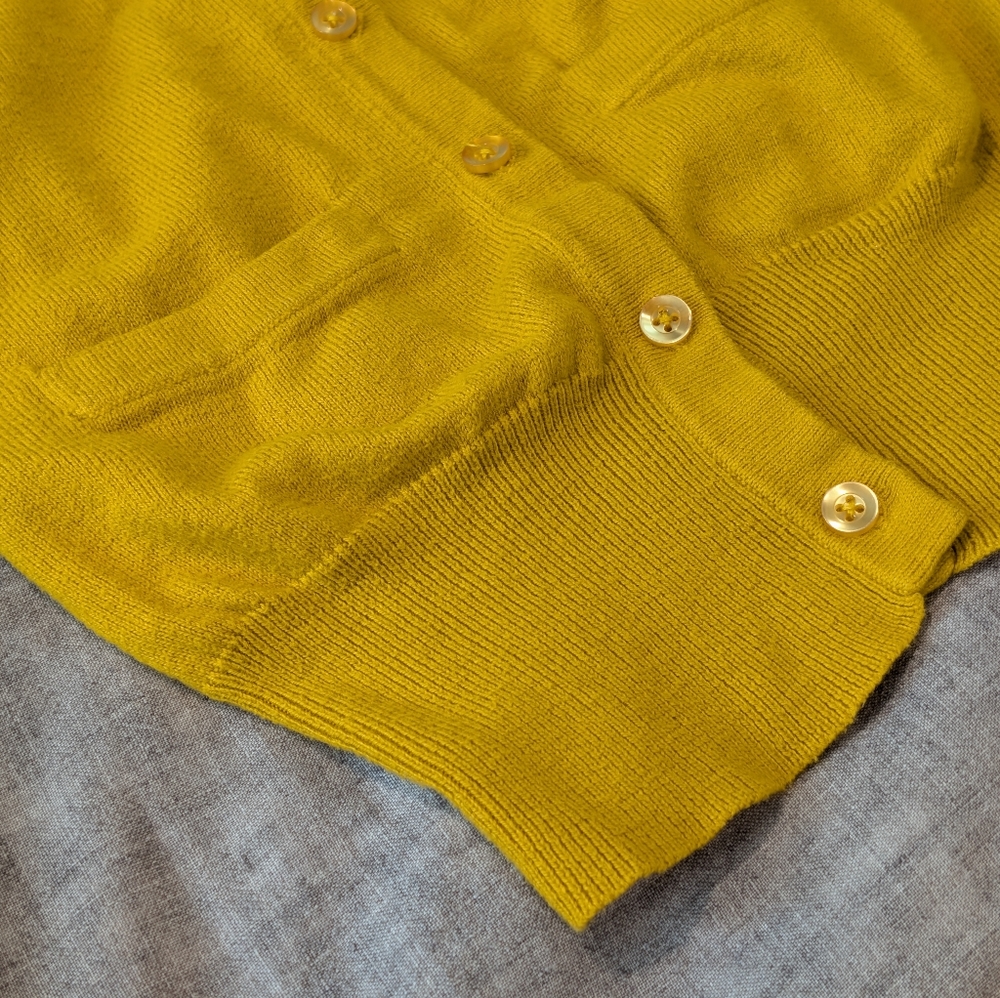 Frenchi Longline V-Neck Button-Up Cardigan Mustard Yellow Size S - Picture 3 of 11